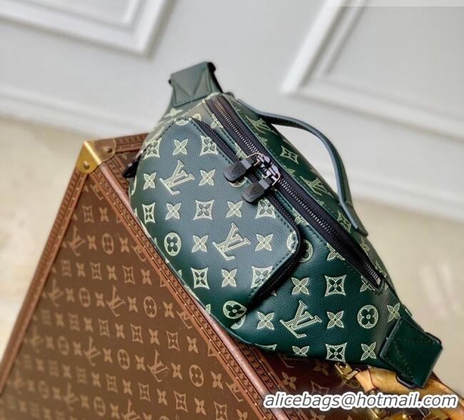 Famous Brand Louis Vuitton Men's Rush Bumbag Belt Bag in Monogram Shadow Leather M27153 Forest Green 2026
