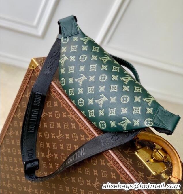 Famous Brand Louis Vuitton Men's Rush Bumbag Belt Bag in Monogram Shadow Leather M27153 Forest Green 2026