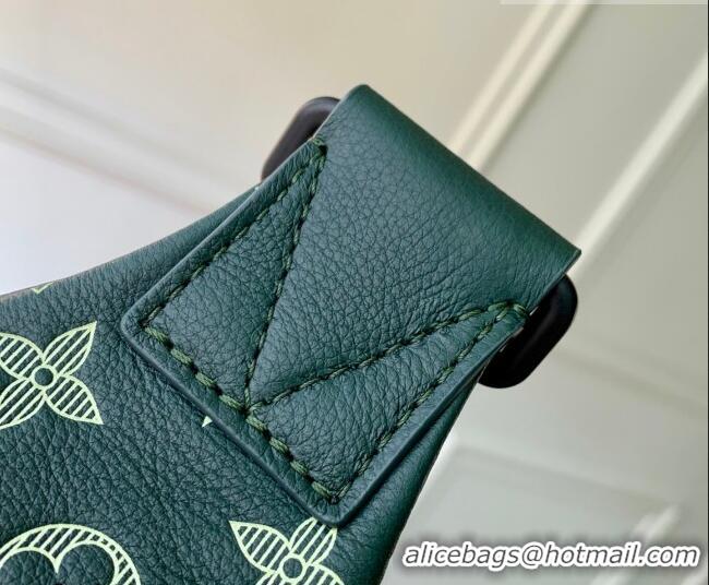 Famous Brand Louis Vuitton Men's Rush Bumbag Belt Bag in Monogram Shadow Leather M27153 Forest Green 2026