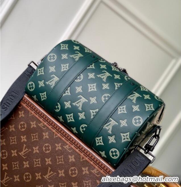 Promotional Louis Vuitton Men's City Keepall Bag in Monogram Shadow Leather M27184 Forest Green 2026