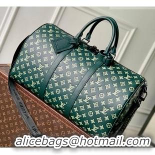 Top Quality Louis Vuitton Men's Keepall Bandoulière 50 Travel Bag in Monogram Shadow Leather M27179 Forest Green 2026