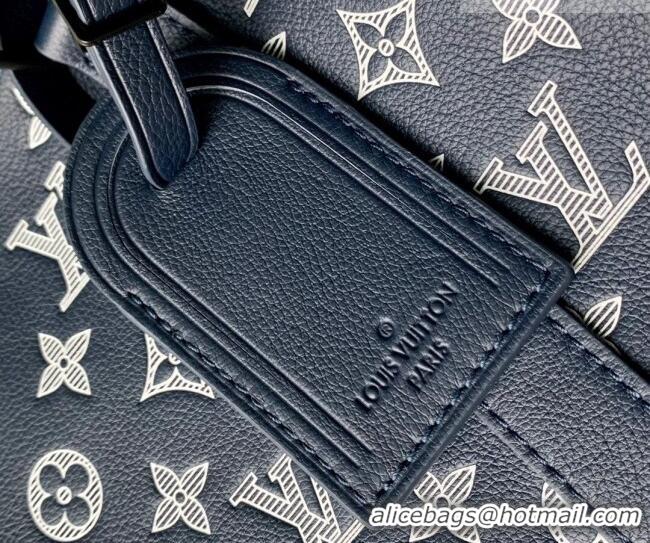 Super Quality Louis Vuitton Men's Keepall Bandoulière 50 Travel Bag in Monogram Shadow Leather M24953 Ink Blue/White 202
