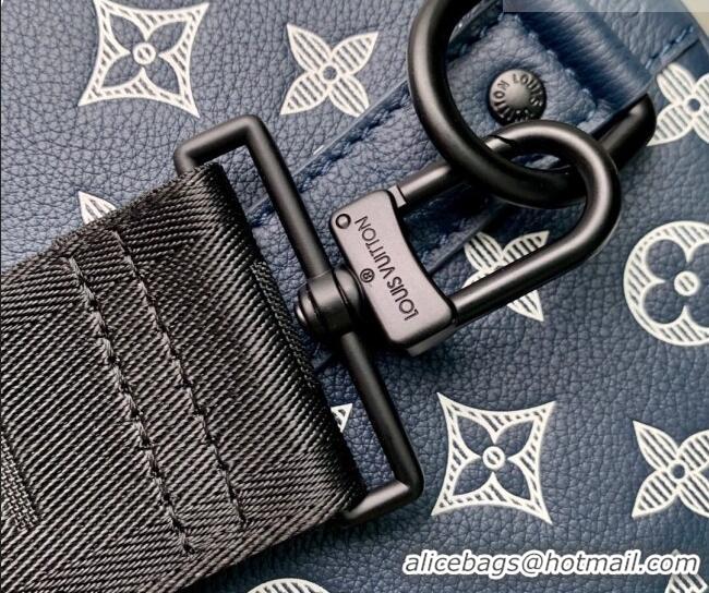 Super Quality Louis Vuitton Men's Keepall Bandoulière 50 Travel Bag in Monogram Shadow Leather M24953 Ink Blue/White 202