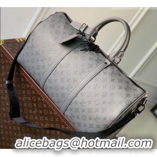 Best Price Louis Vuitton Men's Keepall Bandoulière 50 Travel Bag in Monogram Shadow Leather M46117 Anthracite Grey 2026