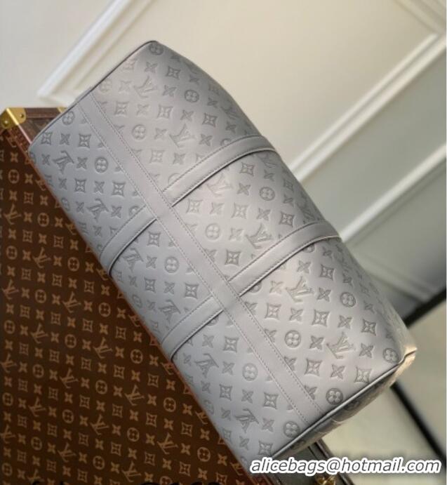 Best Price Louis Vuitton Men's Keepall Bandoulière 50 Travel Bag in Monogram Shadow Leather M46117 Anthracite Grey 2026