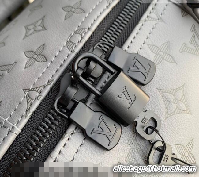 Best Price Louis Vuitton Men's Keepall Bandoulière 50 Travel Bag in Monogram Shadow Leather M46117 Anthracite Grey 2026