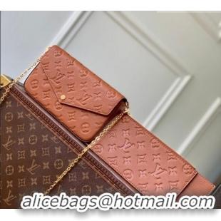 Best Price Louis Vuitton Pochette Félicie Mini Bag in Monogram Empreinte Leather M64064 Brown 2026