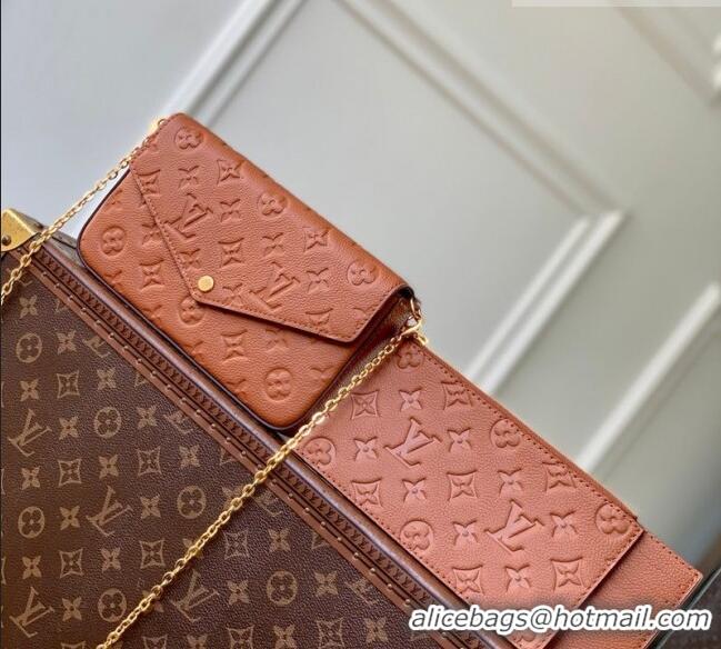 Best Price Louis Vuitton Pochette Félicie Mini Bag in Monogram Empreinte Leather M64064 Brown 2026