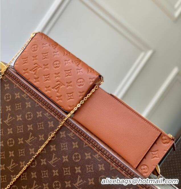 Best Price Louis Vuitton Pochette Félicie Mini Bag in Monogram Empreinte Leather M64064 Brown 2026