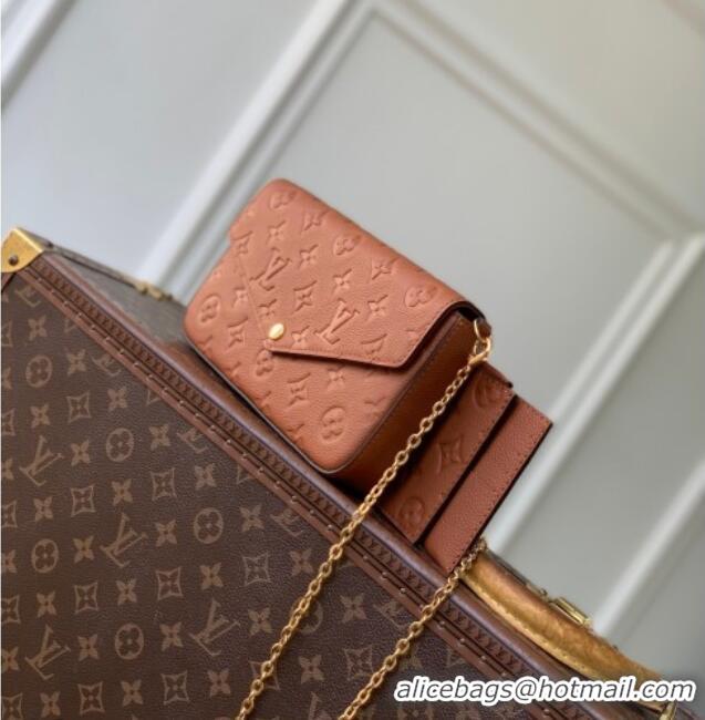 Best Price Louis Vuitton Pochette Félicie Mini Bag in Monogram Empreinte Leather M64064 Brown 2026
