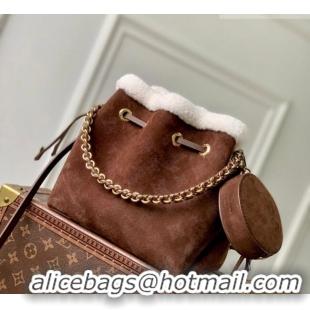 Good Product Louis Vuitton Bella Bucket Bag in Mahina Suede M26684 Dark Brown 2026