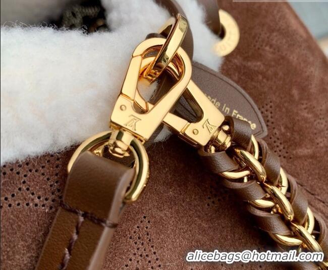 Good Product Louis Vuitton Bella Bucket Bag in Mahina Suede M26684 Dark Brown 2026