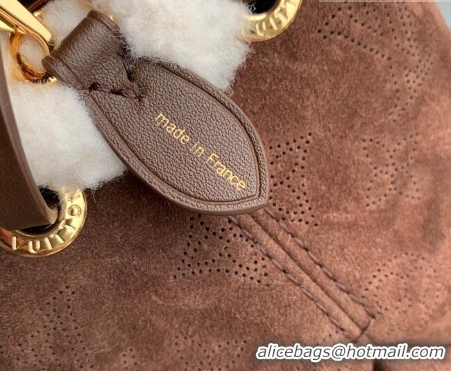 Good Product Louis Vuitton Bella Bucket Bag in Mahina Suede M26684 Dark Brown 2026