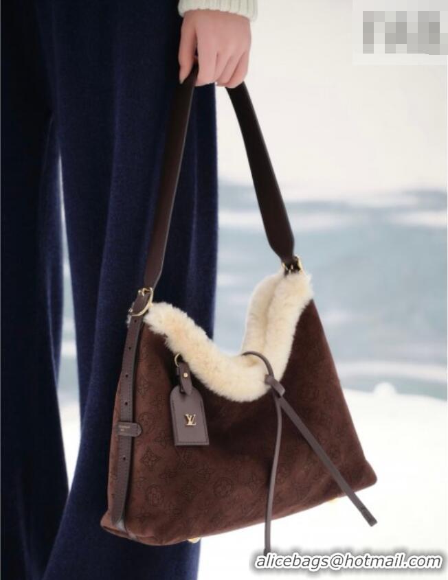 Buy Cheap Louis Vuitton CarryAll PM Bag in Mahina Suede M26421 Dark Brown 2026