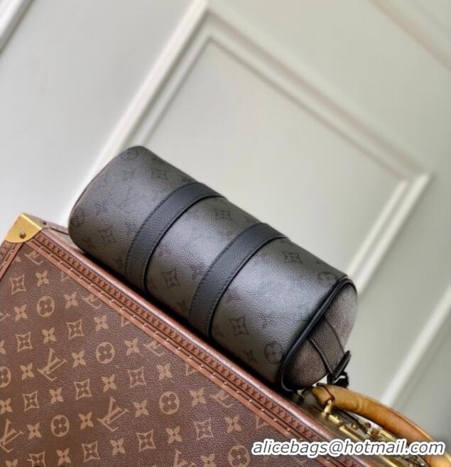 Discount Louis Vuitton Men's Keepall Bandoulière 25 Bag in Black Monogram Midnight Canvas M28369 2026