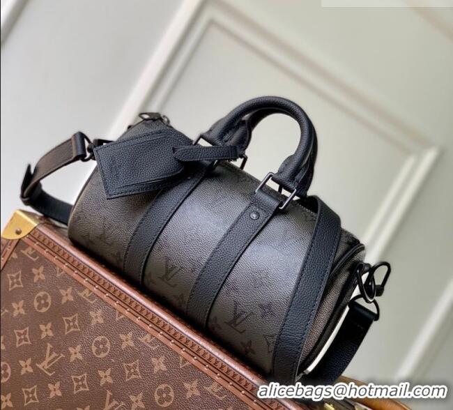 Discount Louis Vuitton Men's Keepall Bandoulière 25 Bag in Black Monogram Midnight Canvas M28369 2026