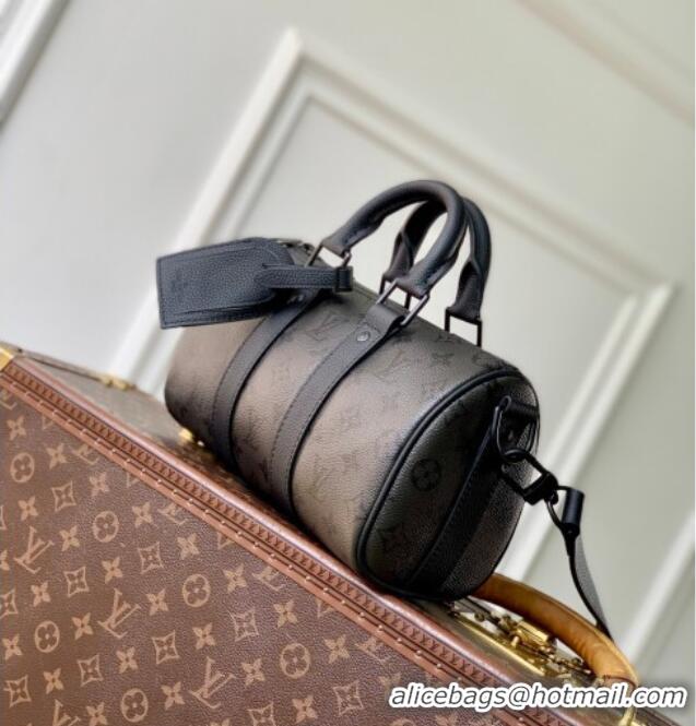 Discount Louis Vuitton Men's Keepall Bandoulière 25 Bag in Black Monogram Midnight Canvas M28369 2026