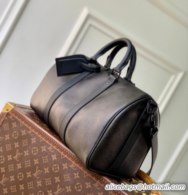 Famous Brand Louis Vuitton Men's Keepall Bandoulière 35 Bag in Black Monogram Midnight Canvas M28370 2026