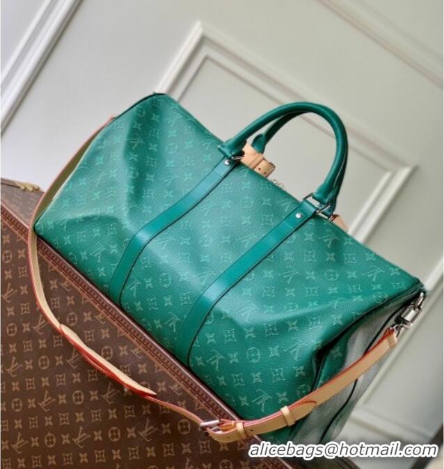 Grade Design Louis Vuitton Men's Keepall Bandoulière 50 Travel Bag in Monogram Heritage Canvas M26866 Green 2026