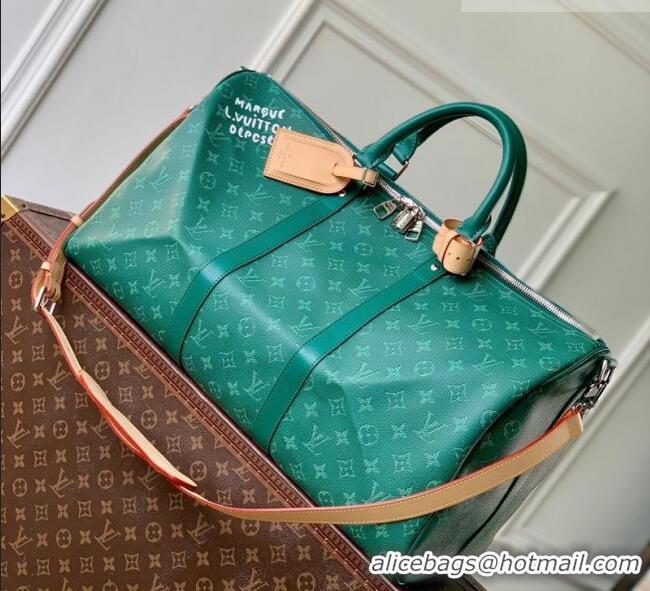 Grade Design Louis Vuitton Men's Keepall Bandoulière 50 Travel Bag in Monogram Heritage Canvas M26866 Green 2026