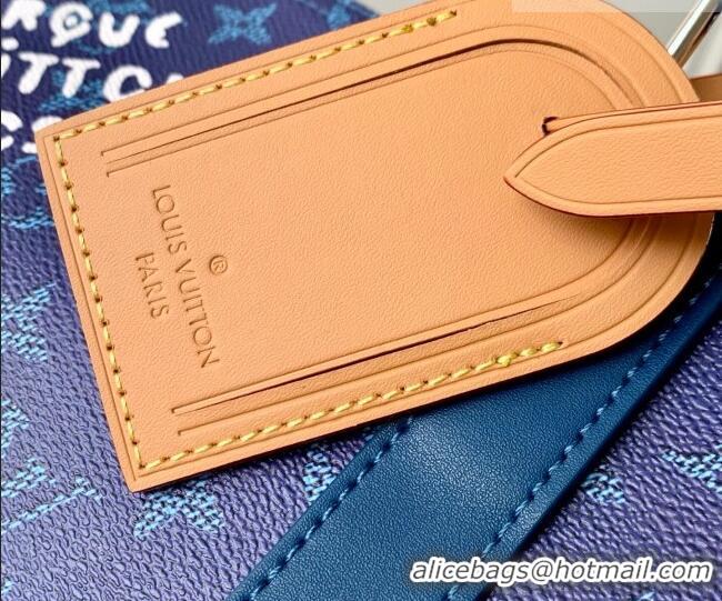 Famous Brand Louis Vuitton Men's Keepall Bandoulière 50 Travel Bag in Monogram Heritage Canvas M26864 Ocean Blue 2026