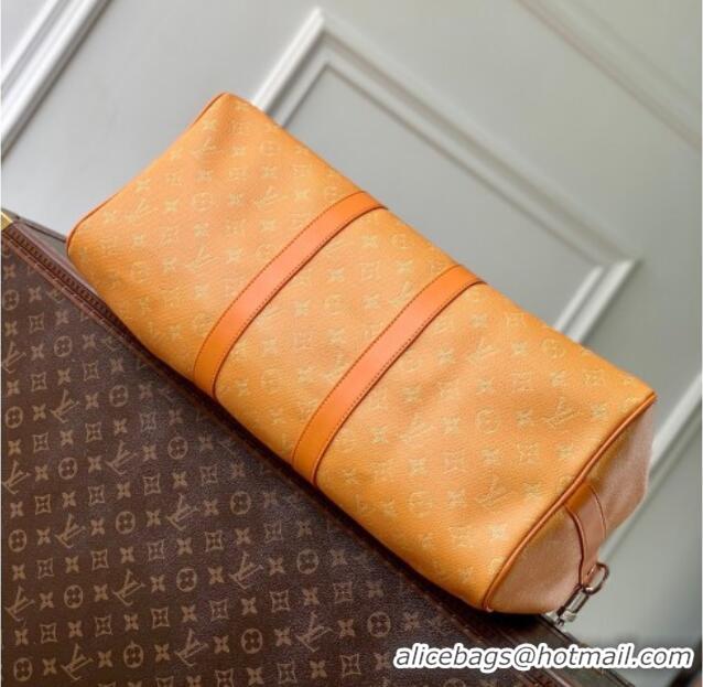 Best Price Louis Vuitton Men's Keepall Bandoulière 50 Travel Bag in Monogram Heritage Canvas M26865 Caramel 2026