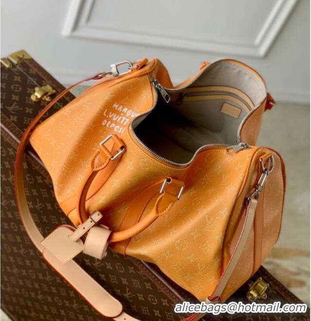 Best Price Louis Vuitton Men's Keepall Bandoulière 50 Travel Bag in Monogram Heritage Canvas M26865 Caramel 2026