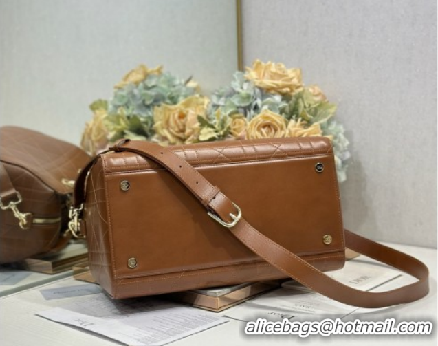 Classic Hot Dior Lady Dior Large Top Handle Bag in Cannage Smooth Brown 1441L 2026
