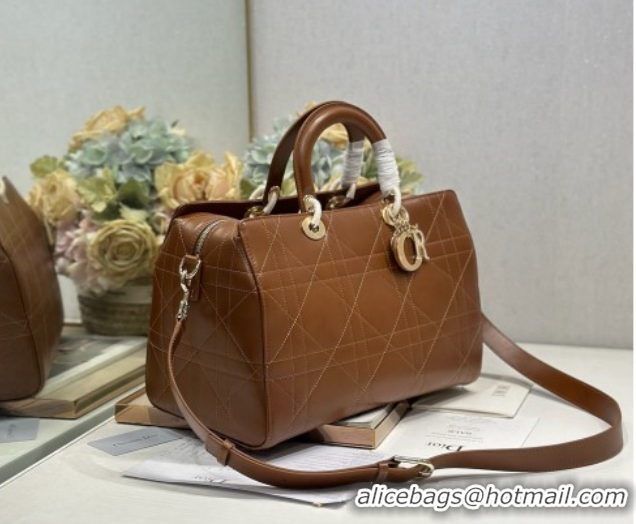 Classic Hot Dior Lady Dior Large Top Handle Bag in Cannage Smooth Brown 1441L 2026