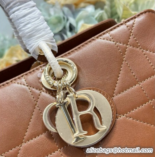 Classic Hot Dior Lady Dior Large Top Handle Bag in Cannage Smooth Brown 1441L 2026