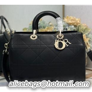 Low Price Dior Lady Dior Large Top Handle Bag in Cannage Smooth Black 1441L 2026