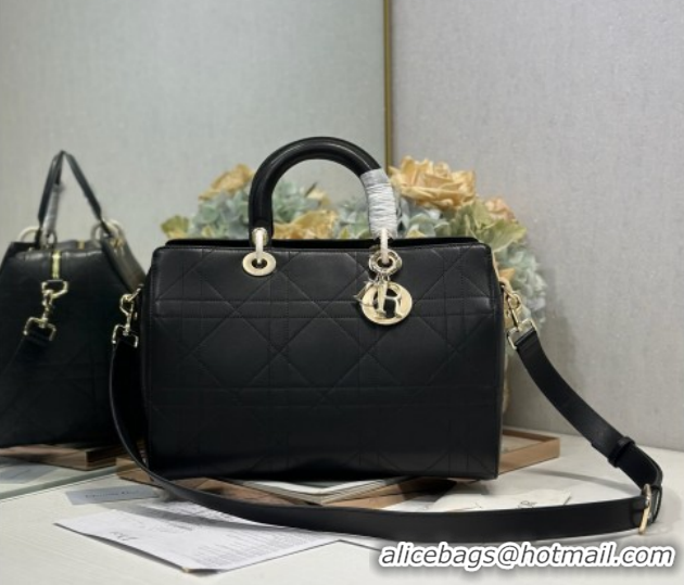 Low Price Dior Lady Dior Large Top Handle Bag in Cannage Smooth Black 1441L 2026