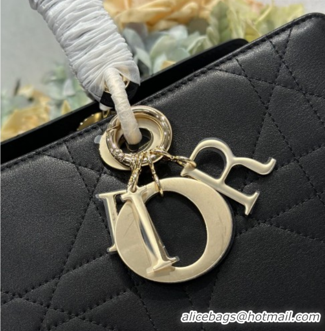 Low Price Dior Lady Dior Large Top Handle Bag in Cannage Smooth Black 1441L 2026