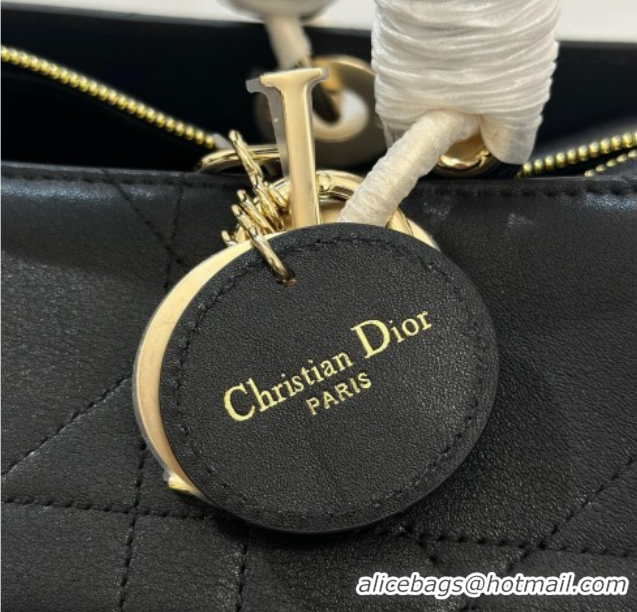 Low Price Dior Lady Dior Large Top Handle Bag in Cannage Smooth Black 1441L 2026