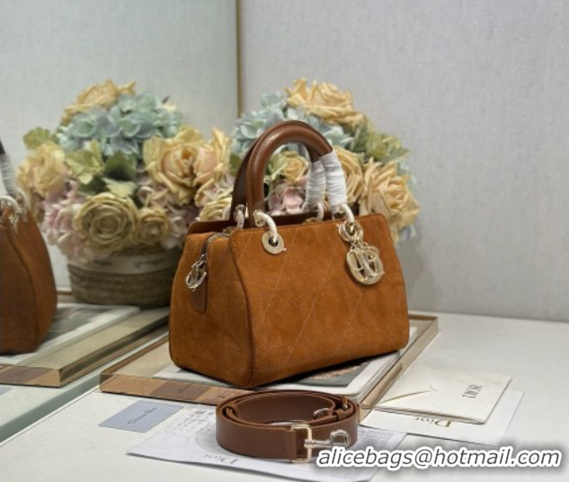Unique Style Dior Lady Dior Small Top Handle Bag in Cannage Suede 1440S Brown 2026