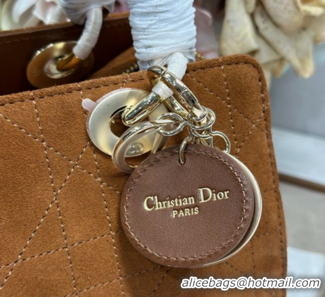 Unique Style Dior Lady Dior Small Top Handle Bag in Cannage Suede 1440S Brown 2026