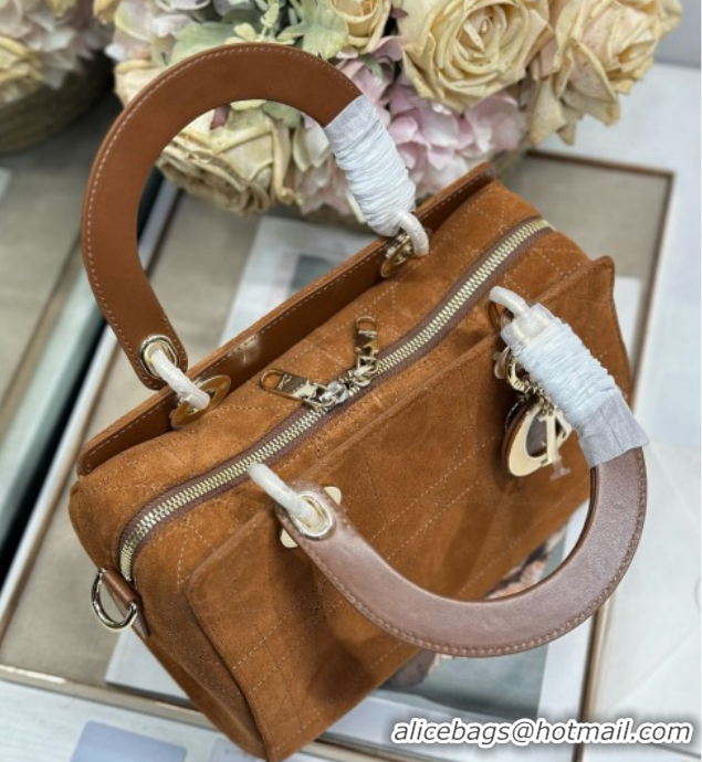 Unique Style Dior Lady Dior Small Top Handle Bag in Cannage Suede 1440S Brown 2026