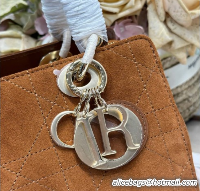 Unique Style Dior Lady Dior Small Top Handle Bag in Cannage Suede 1440S Brown 2026
