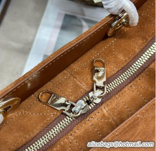 Unique Style Dior Lady Dior Small Top Handle Bag in Cannage Suede 1440S Brown 2026