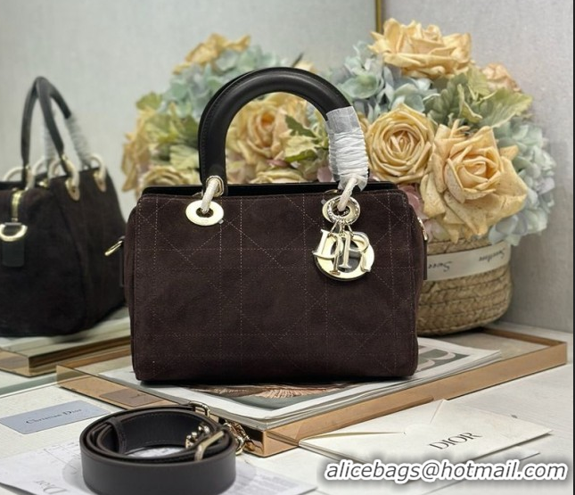Best Product Dior Lady Dior Small Top Handle Bag in Cannage Suede 1440S Black 2026