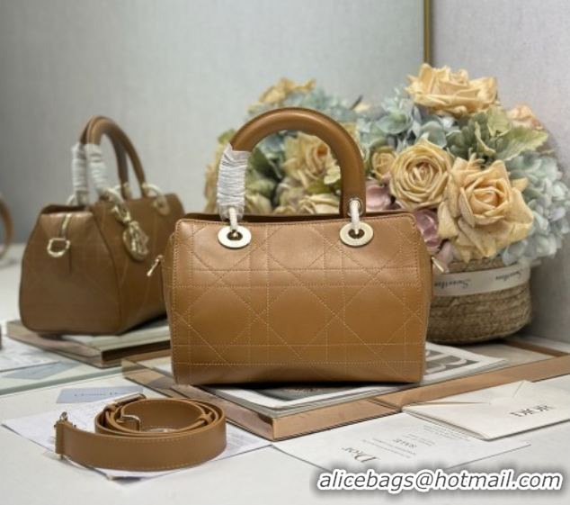 Luxury Cheap Dior Lady Dior Small Top Handle Bag in Smooth Leather 1440S Apricot 2026