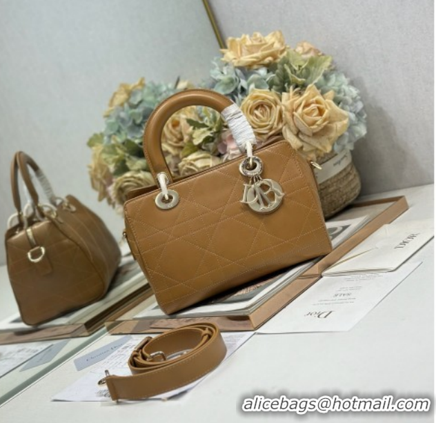 Luxury Cheap Dior Lady Dior Small Top Handle Bag in Smooth Leather 1440S Apricot 2026