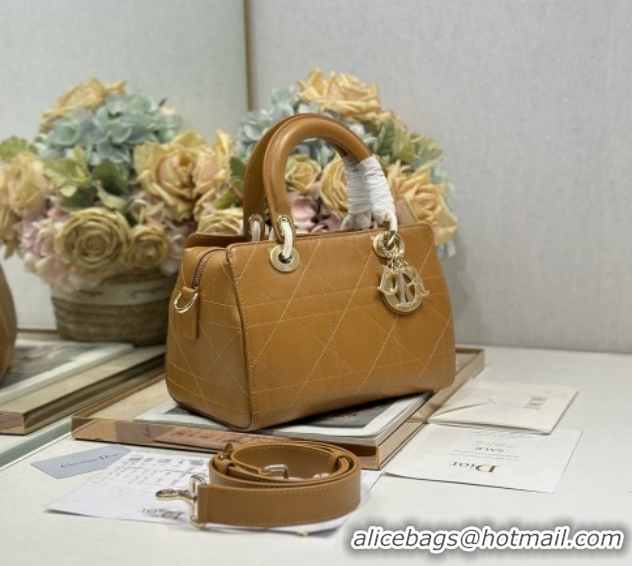 Luxury Cheap Dior Lady Dior Small Top Handle Bag in Smooth Leather 1440S Apricot 2026