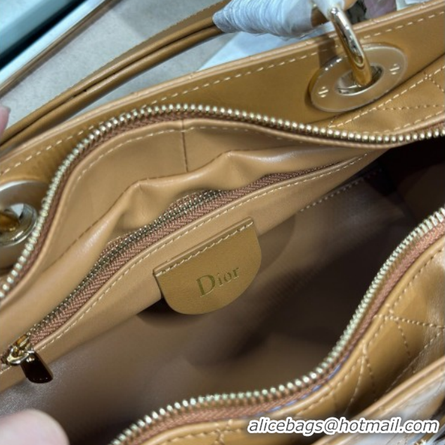 Luxury Cheap Dior Lady Dior Small Top Handle Bag in Smooth Leather 1440S Apricot 2026