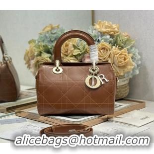 Good Product Dior Lady Dior Small Top Handle Bag in Cannage Smooth Leather 1440S Brown 2026