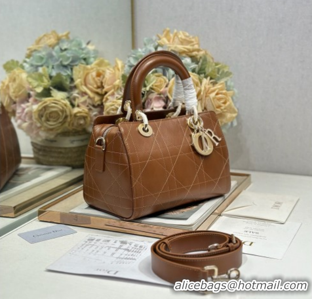 Good Product Dior Lady Dior Small Top Handle Bag in Cannage Smooth Leather 1440S Brown 2026