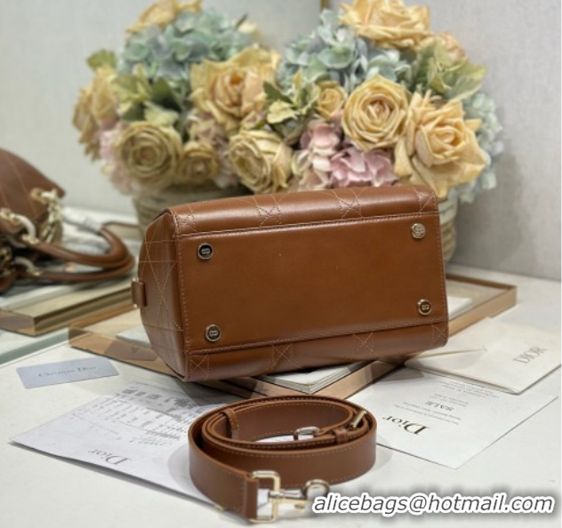 Good Product Dior Lady Dior Small Top Handle Bag in Cannage Smooth Leather 1440S Brown 2026