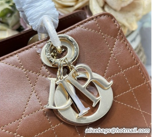 Good Product Dior Lady Dior Small Top Handle Bag in Cannage Smooth Leather 1440S Brown 2026