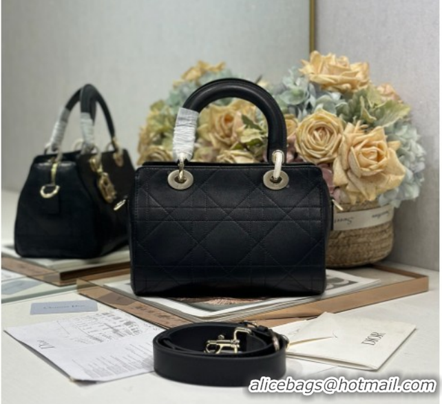Low Cost Dior Lady Dior Small Top Handle Bag in Cannage Smooth Leather 1440S Black 2026