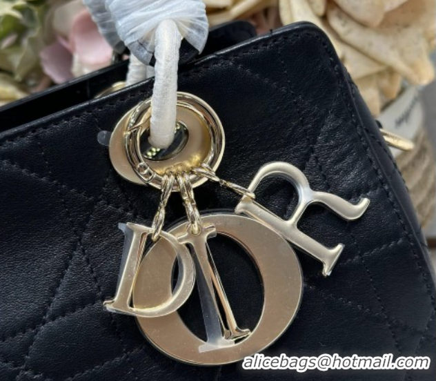 Low Cost Dior Lady Dior Small Top Handle Bag in Cannage Smooth Leather 1440S Black 2026